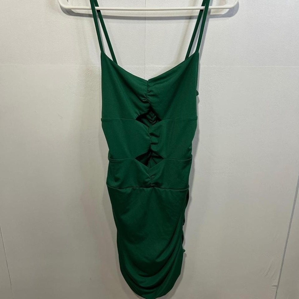 Green Ruched Cutout Mini Dress Women's Size‎ Large Bodycon Club Party